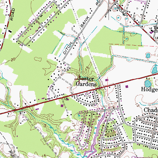 Topographic Map of Chesapeake Center Shopping Center, VA