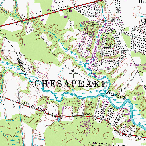 Topographic Map of Western Branch Park, VA