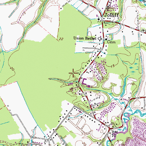 Topographic Map of Jolliff Woods, VA