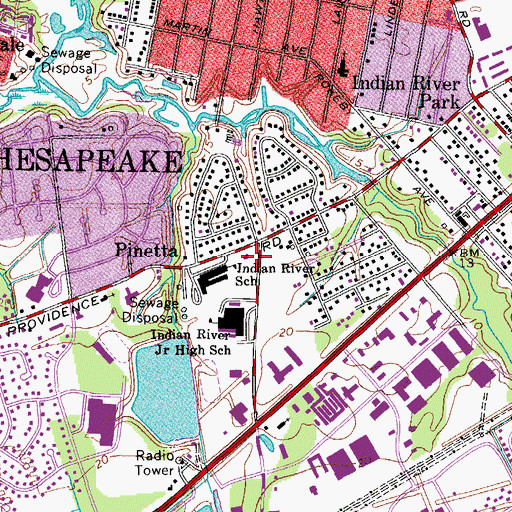 Topographic Map of Indian River Branch Chesapeake Public Library, VA