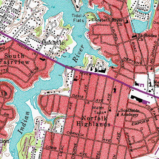 Topographic Map of Norfolk Highlands Primary School, VA
