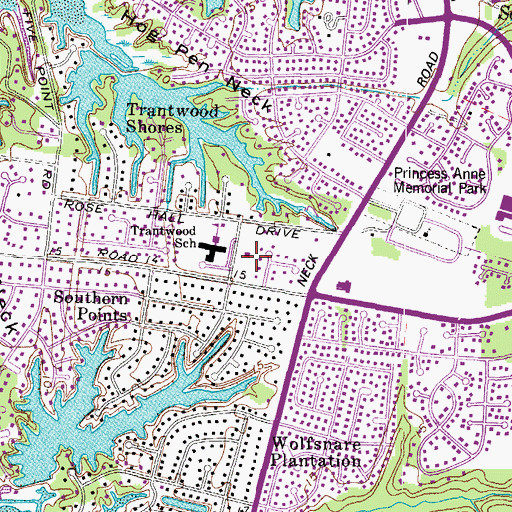 Topographic Map of Great Neck Baptist Church, VA
