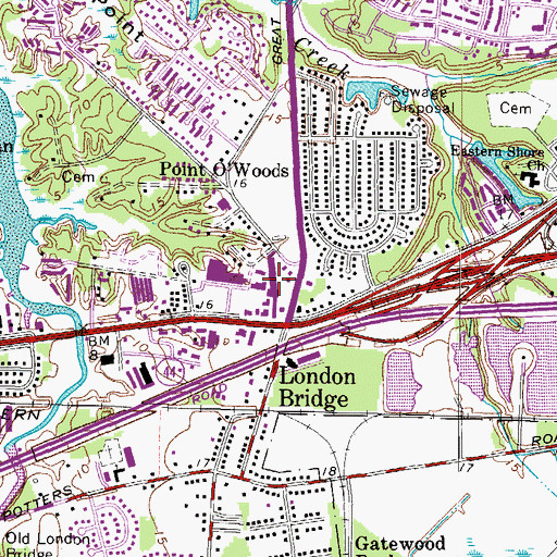 Topographic Map of London Bridge Shopping Center, VA