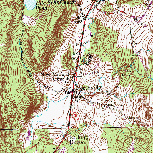 Topographic Map of New Milford Church, CT