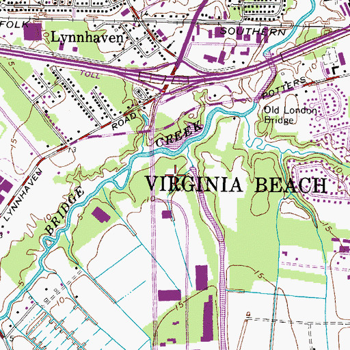 Topographic Map of Lynnhaven Commons Office Park, VA