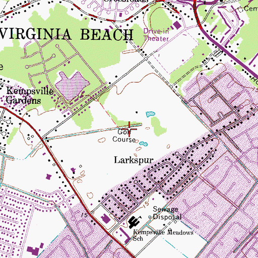 Topographic Map of Kempsville Greens Golf Course, VA