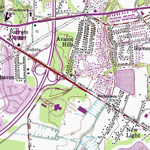 Topographic Map of Avalon Hills Baptist Church, VA