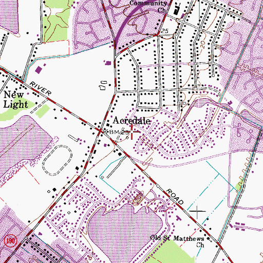 Topographic Map of Acredale Shopping Center, VA