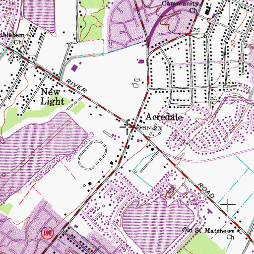 Topographic Map of Indian Square Shopping Center, VA