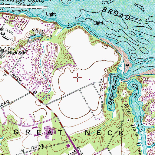 Topographic Map of Traditions Golf Club at Broad Bay, VA