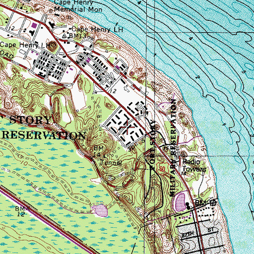 Topographic Map of Cape Henry Village, VA