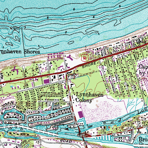 Topographic Map of Cape Henry Plaza Shopping Center, VA