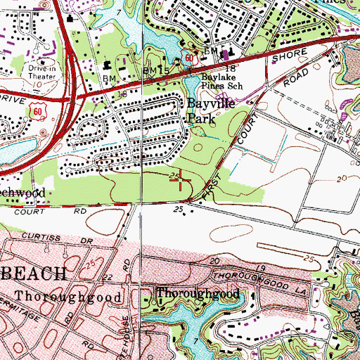 Topographic Map of Bayville Farms Park, VA