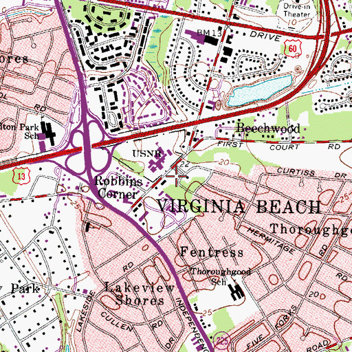 Topographic Map of W Skinner School (historical), VA