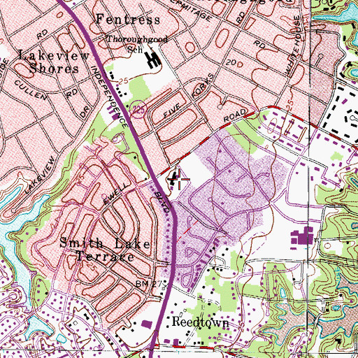 Topographic Map of Bayside Presbyterian Church, VA