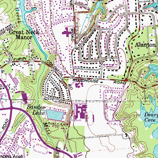 Topographic Map of Great Neck School (historical), VA