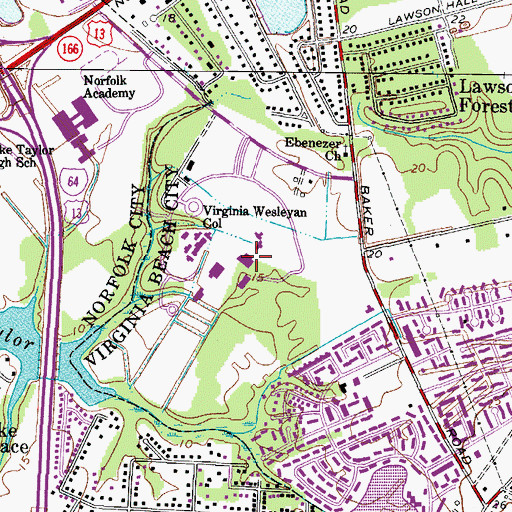 Topographic Map of Jane P Batten Student Center, VA