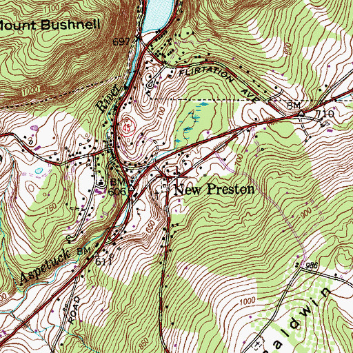 Topographic Map of New Preston, CT