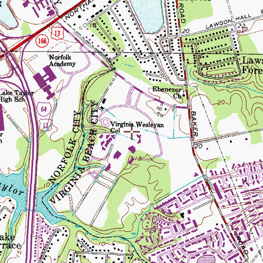 Topographic Map of Johnston Hall, VA