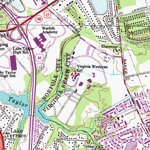 Topographic Map of Kellam Hall, VA