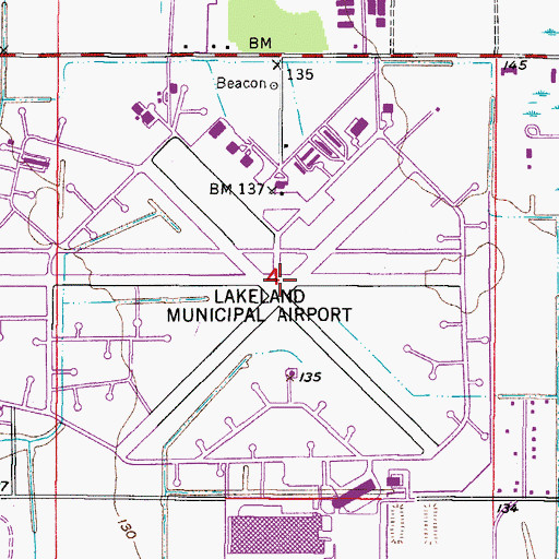 Topographic Map of Lakeland Army Air Field (historical), FL