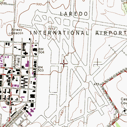 Topographic Map of Laredo Army Air Field (historical), TX