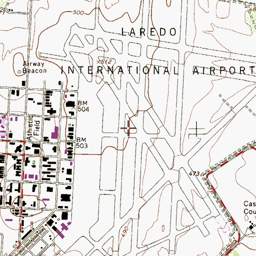 Topographic Map of Laredo Air Force Base (historical), TX
