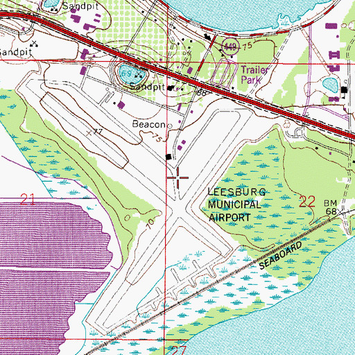 Topographic Map of Leesburg Army Air Field (historical), FL