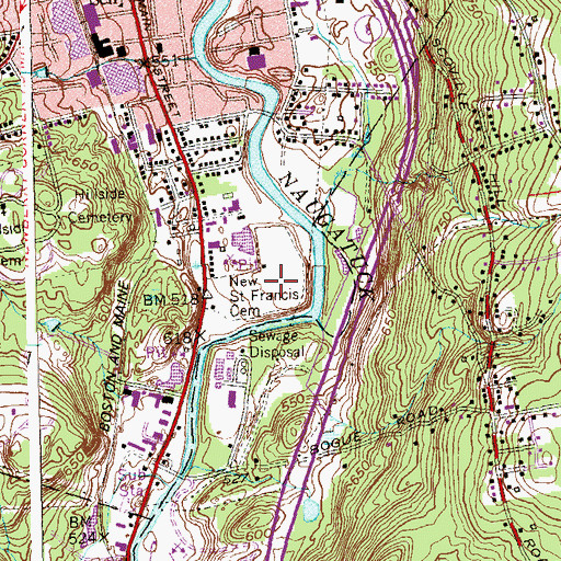 Topographic Map of New Saint Francis Cemetery, CT