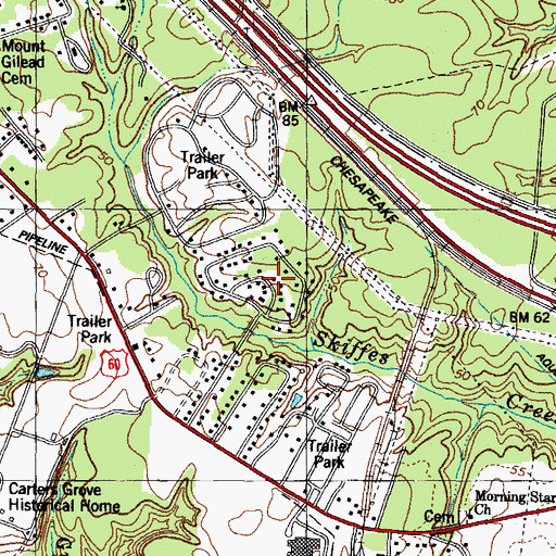 Topographic Map of Poplar Hall Plantation, VA