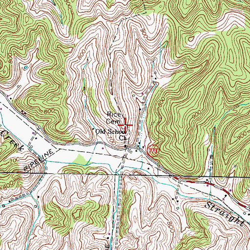 Topographic Map of Rice Cemetery, KY