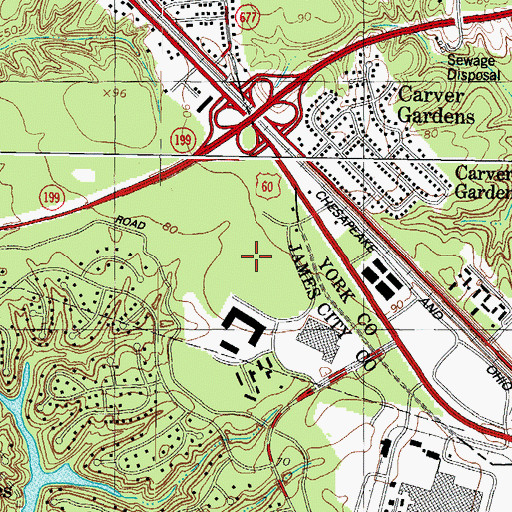 Topographic Map of Busch Corporate Center, VA