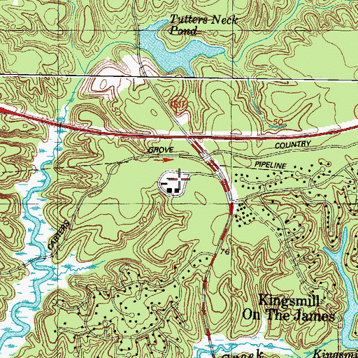 Topographic Map of James City County Government Center, VA