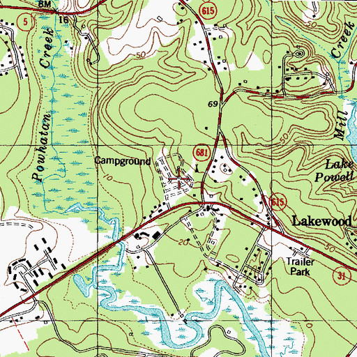 Topographic Map of Indian Village Campground, VA