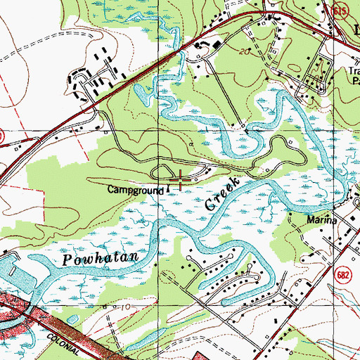 Topographic Map of First Settlers Campground, VA