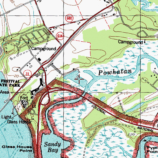 Topographic Map of Jamestown Yacht Basin, VA