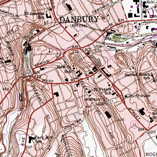 Topographic Map of New Street School, CT