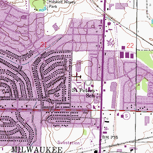 Topographic Map of Milwaukee Sign Language School, WI