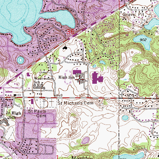 Topographic Map of Prior Lake Senior High School, MN