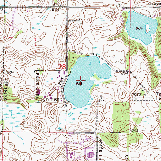 Topographic Map of Mystic Lake, MN