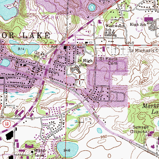 Topographic Map of Grainwood Elementary, MN