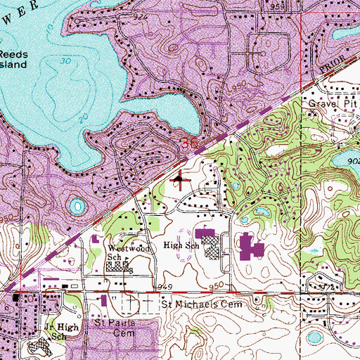 Topographic Map of Saint Paul's Lutheran School, MN