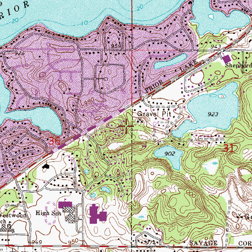 Topographic Map of Minnesota Valley Community Club, MN