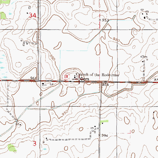 Topographic Map of Church of the Redeemer Cemetery, MN
