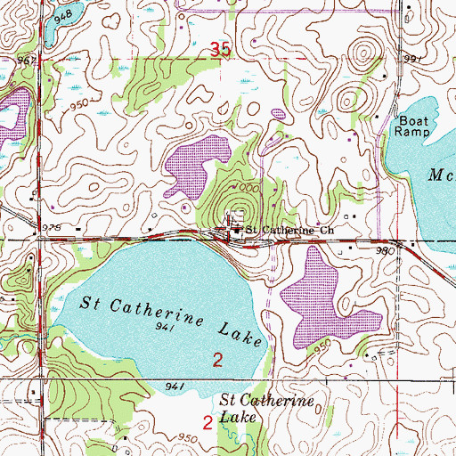 Topographic Map of Saint Catherine Cemetery, MN