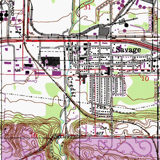 Topographic Map of Marion W Savage Elementary School, MN