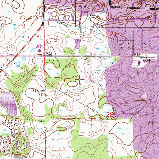 Topographic Map of Harriet Bishop Elementary School, MN