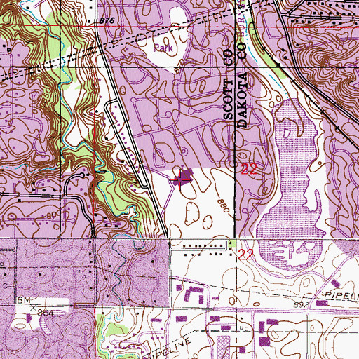 Topographic Map of Hidden Valley Elementary School, MN