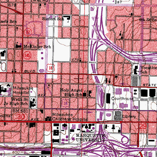 Topographic Map of Scott Middle School, WI
