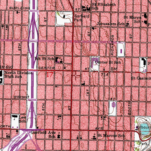 Topographic Map of Doctor Martin Luther King Junior Station Milwaukee Post Office, WI